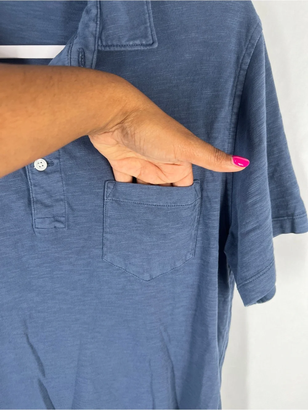 J.Crew Garment-Dyed Slub Cotton Pocket Polo Shirt Blue Size M